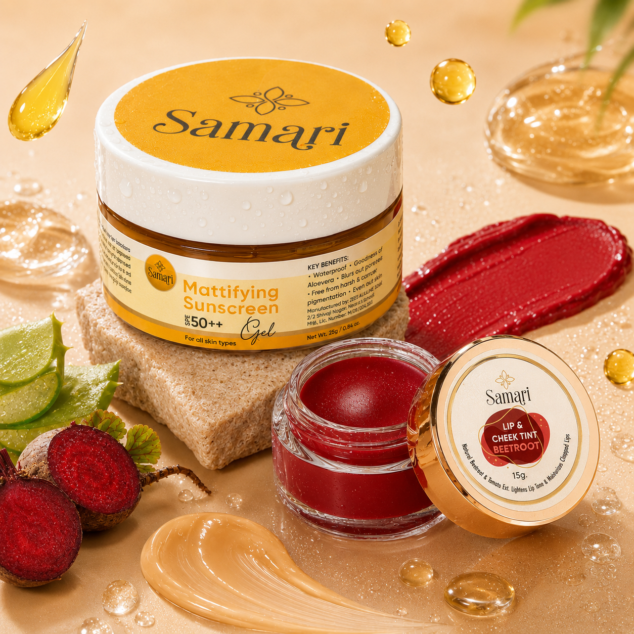 Samari Tinted Mattifying Sunscreen SPF 50++ & Lip & Cheek Tint